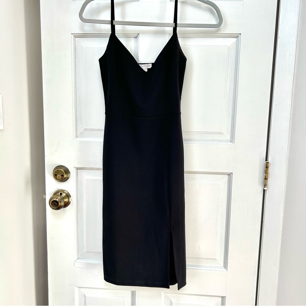 Leith Black Midi Cocktail Dress with Slit - XS - Picture 2 of 5